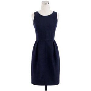 J. Crew Wool Silk Allie Dress 13281 Navy Blue 4  pockets